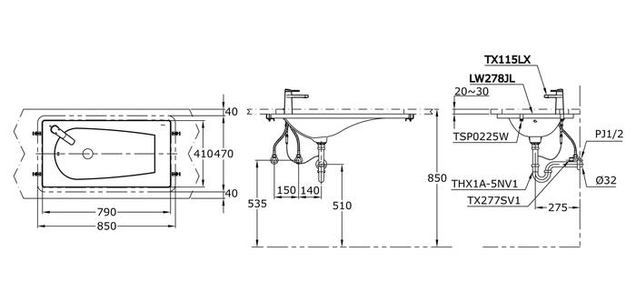 Wastafel TOTO Model LW278JL (Body Only) - Image 3
