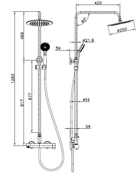 shower wasser wall mounted column system model ess x333