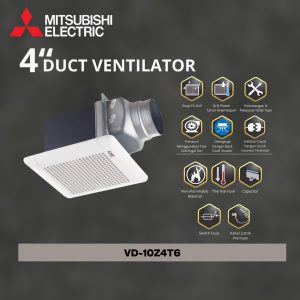 duct ventilator mitsubishi dual barier exhaust fan model vd 10z4t6
